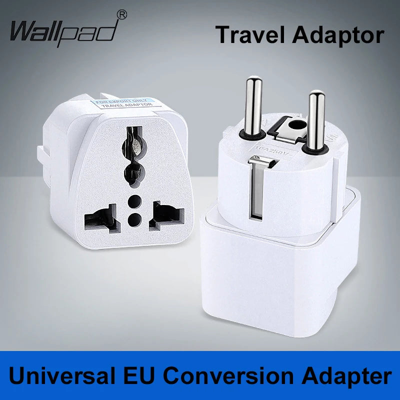 Black EU Plug Adapter International Universal AU UK US To Euro KR RU French Travel Adaptor Electrical Converter Power Socket