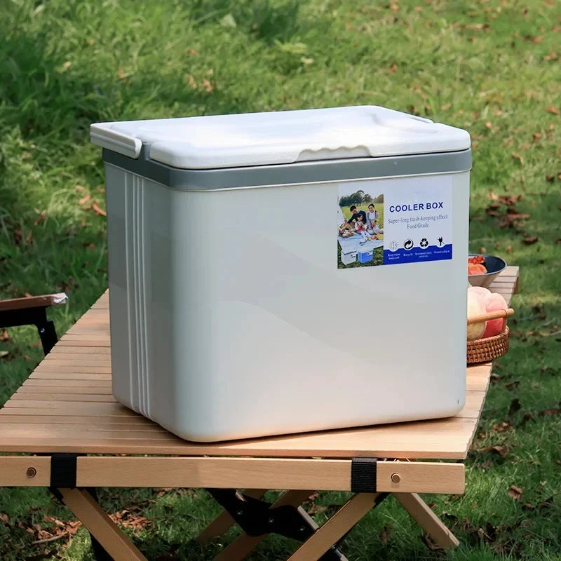 Portable Insulated Camping Cooler Picnic Outdoor Food Storage Fridge with Handle Big Capacity Freezing Box Trips Keep Fresh Tool