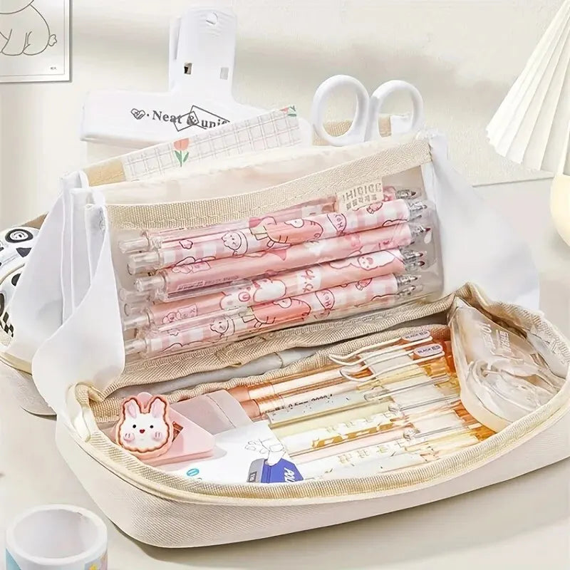 Large Capacity Pencil Case 6 Layers 180-Degree Open Design Pencil Organizer Perfect for Office School and Home Use