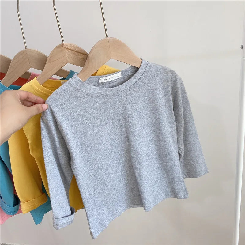 2022 Autumn Girls Boys Casual O Neck Long Sleeve T-shirt Baby Toldder Kids Children Tee