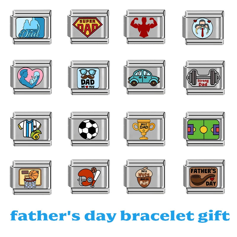 Father's Day Bracelet Gift Luxury Man Bracelet Italian Charm Stainless Steel Homme Fashion DIY Jewelry Accessories 2024