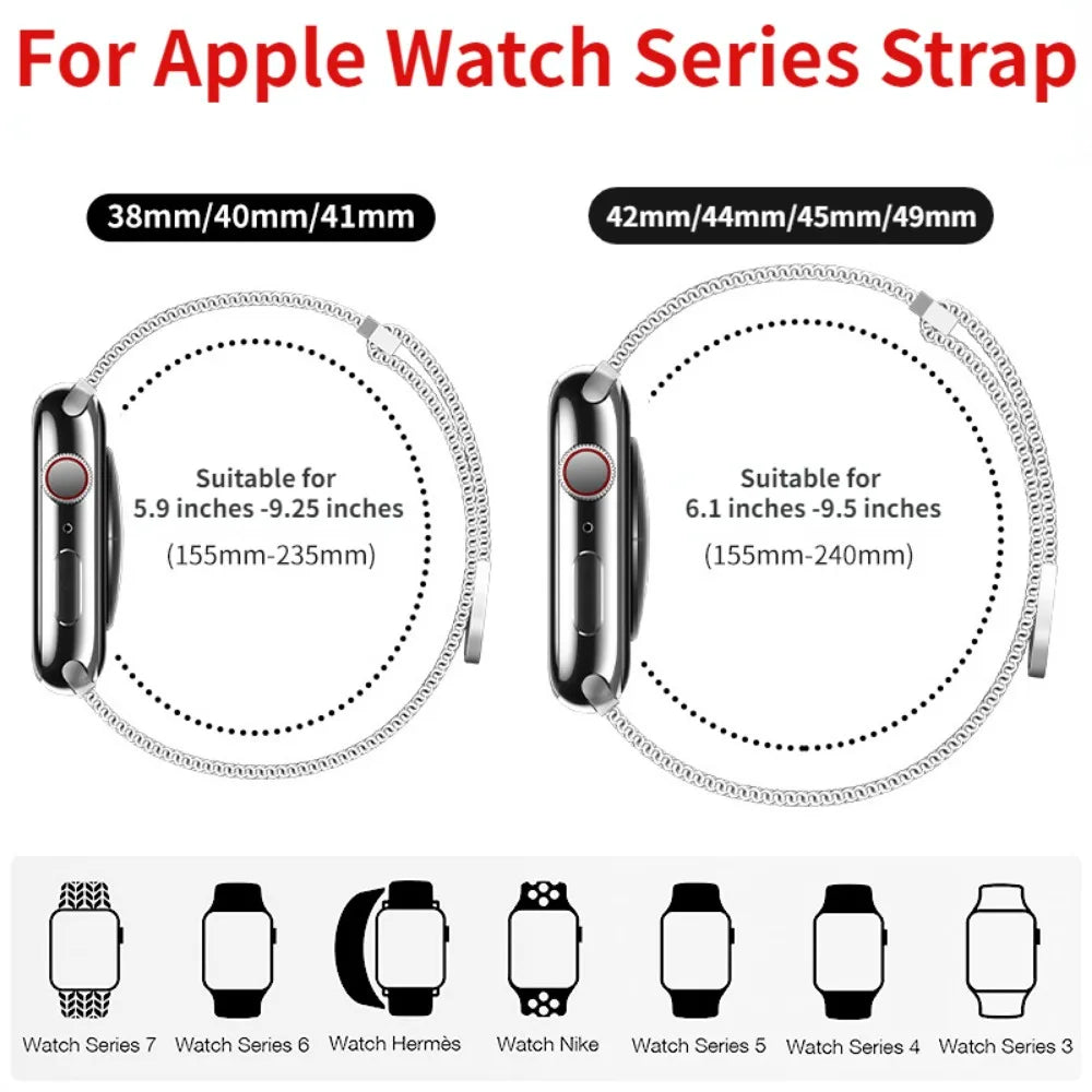 Milanese Loop Strap for Apple Watch Band 44mm 40mm 45mm 41mm 42mm 38mm Ultra 49mm 45 44 mm Bracelet iWatch Series 3 4 5 6 SE 7 8