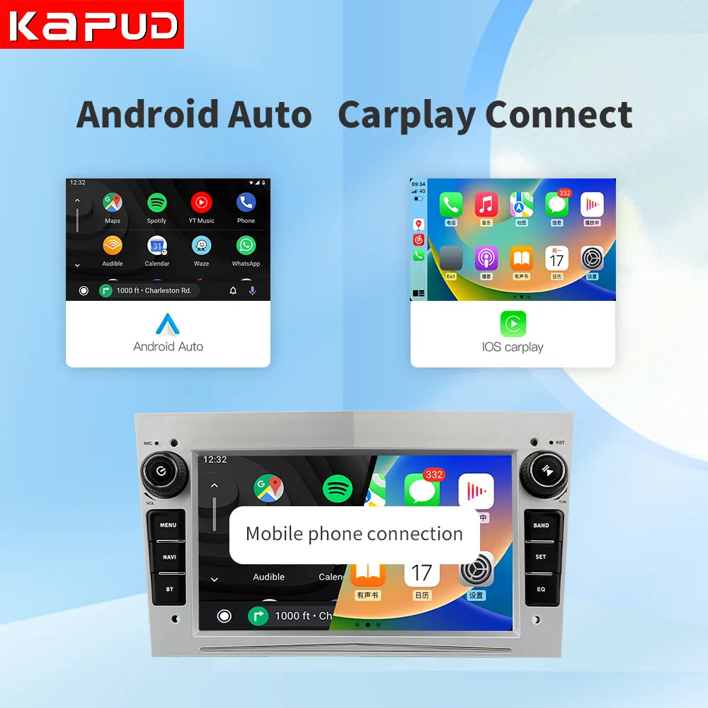 Kapud 7'' Android 12 Carplay AUTO For Opel Astra Stereo Antara Zafira Corsa Combo Vectra Car Radio Multimedia Video Player GPS