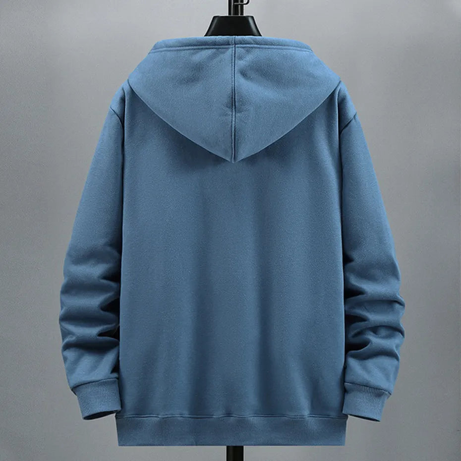 Plus Size 10XL 12XL Hoodie Men Autumn Winter Fleece Hoodies Solid Color Jacket Hoodies Big Size 12XL Blue Black Red Grey