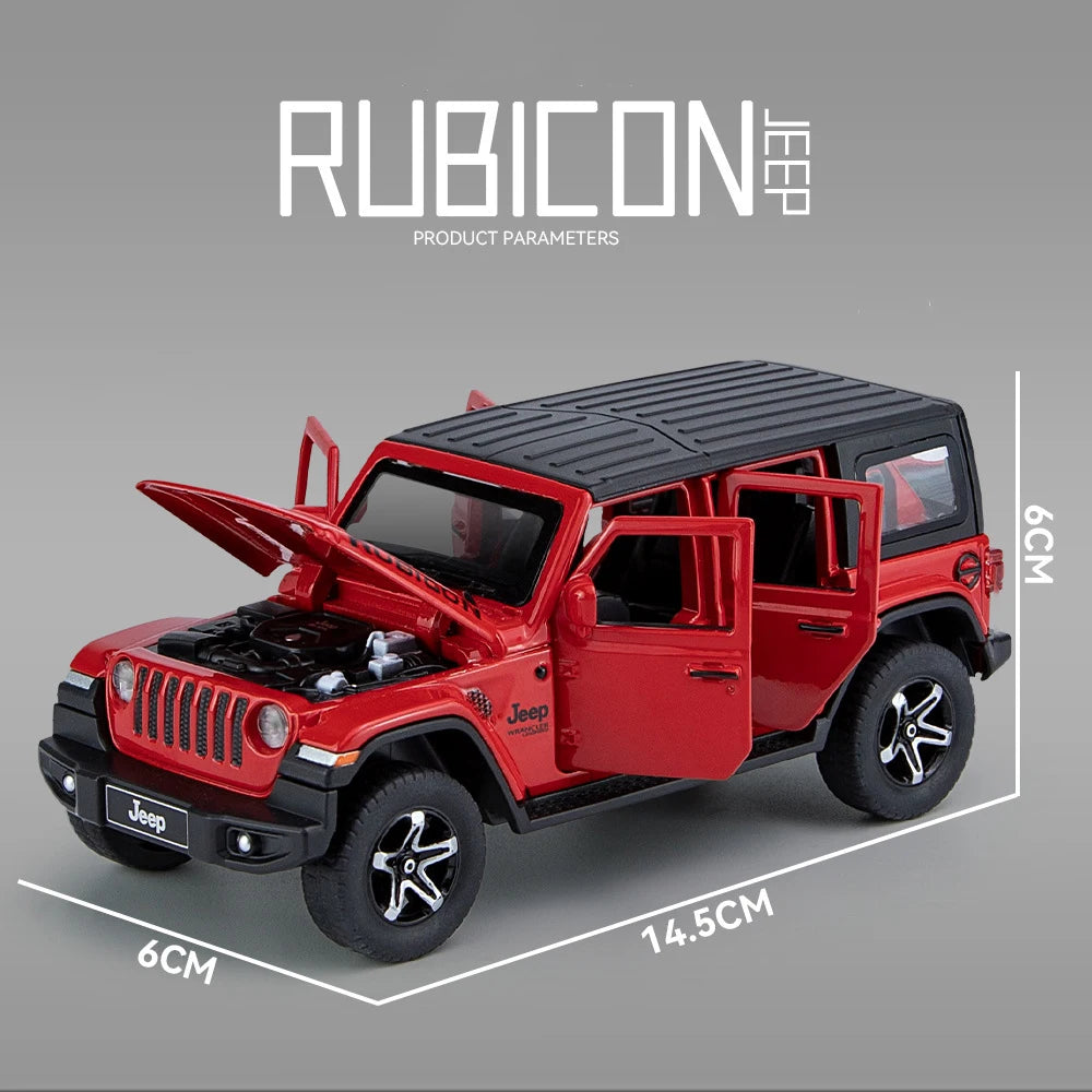 1:32 Jeeps Wrangler Rubicon Vehicle Model Car Toy High Simulation Sound and Light off-road Alloy Collection Toy Car For Children