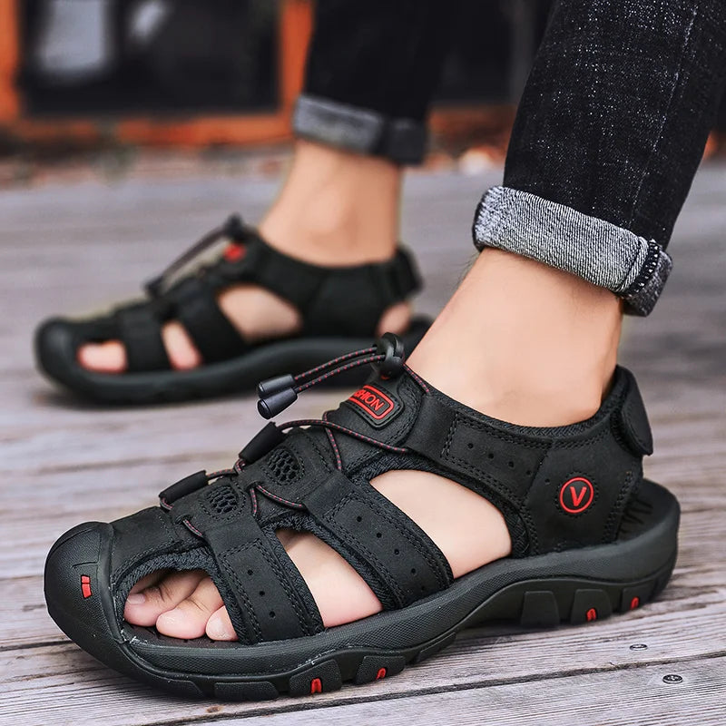 2023  Leather Men Shoes Summer New Large Size Men's Sandals Men Sandals Fashion Sandals Slippers Big Size 38-47