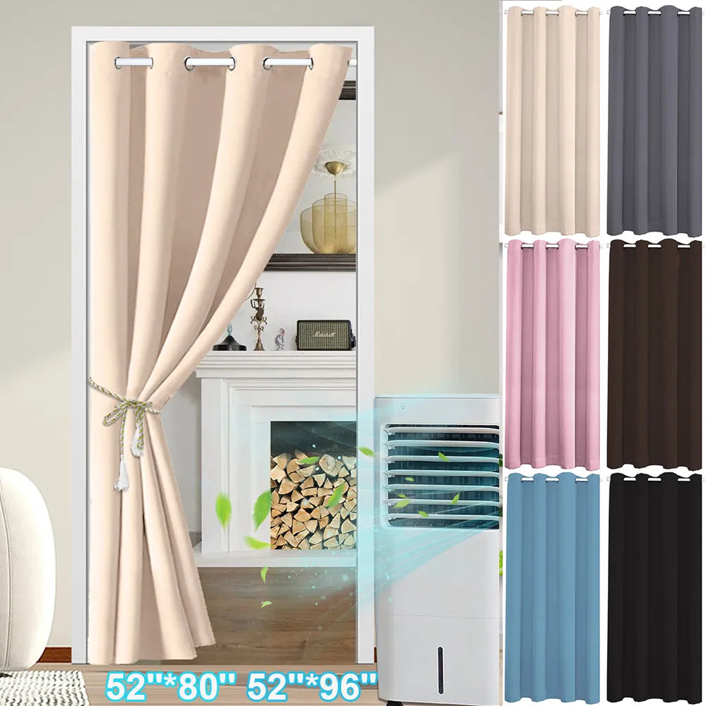 Blackout Door Curtains Eyelet Thermal Insulated Drapes Single Curtains Ring Top Window Panels Ready Made Living Room Curtains