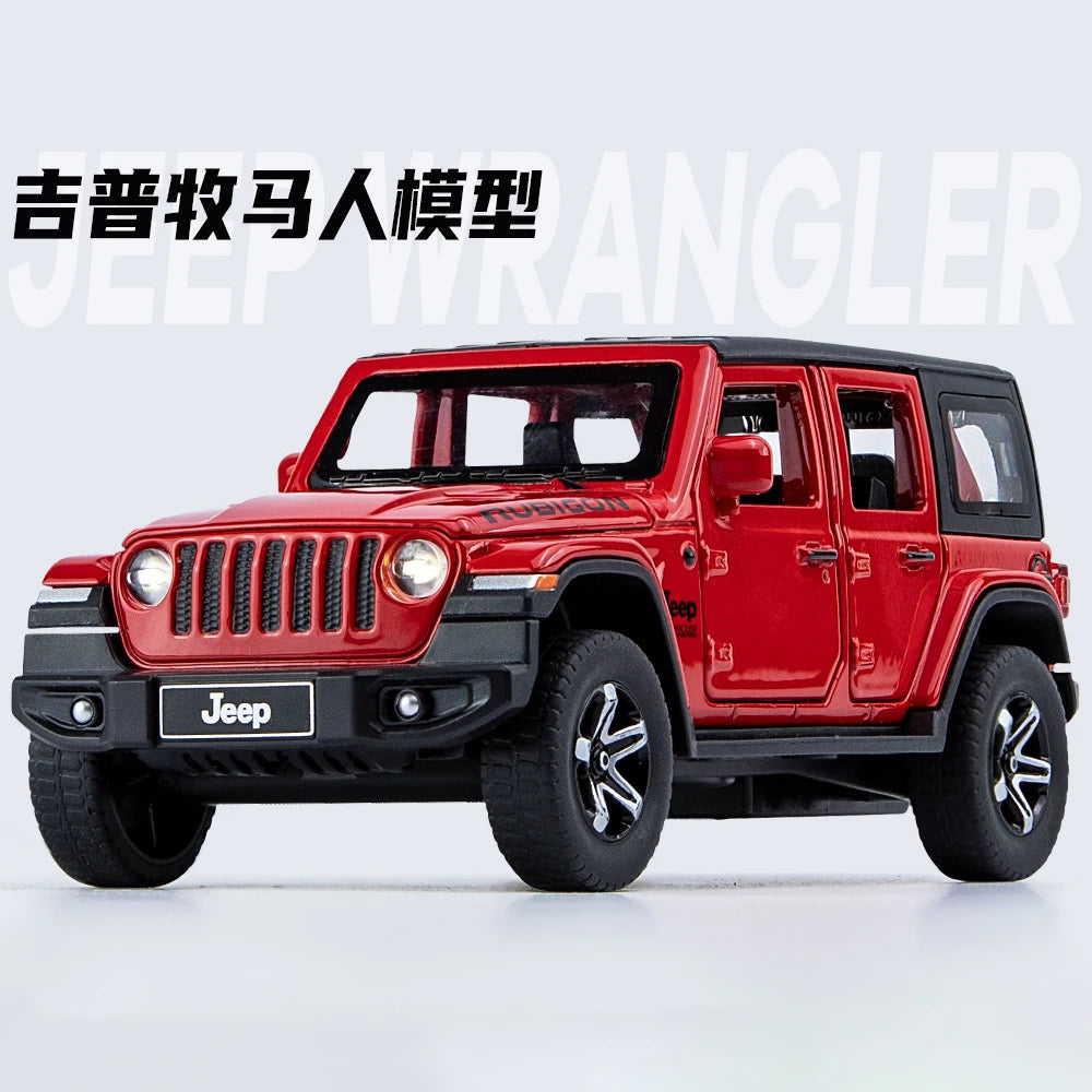 1:32 Jeeps Wrangler Rubicon Vehicle Model Car Toy High Simulation Sound and Light off-road Alloy Collection Toy Car For Children