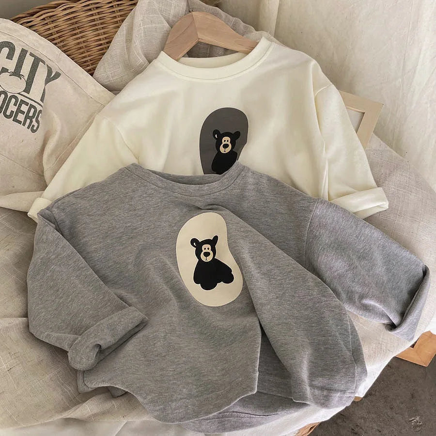 Child Spring And Autumn New Cartoon Crew Neck Long-sleeved T-shirt Casual Loose Tops Baby Boys Thin Cotton Base Bottoming Shirt