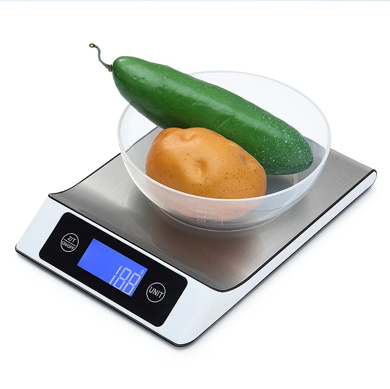 Kitchen Scale 15Kg/1g Stainless Steel Electronic Digital Scales Grams Balance Smart Food Scale For Coffee Weighs Baking Cooking