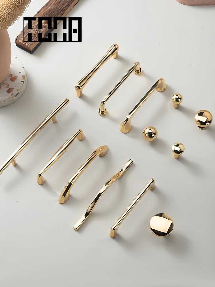 Modern Polished Gold Cabinet Handle&Knobs Drawer Pulls Cupboard  Handles Furniture Hardware for Dresser Kitchen Furniture Pulls