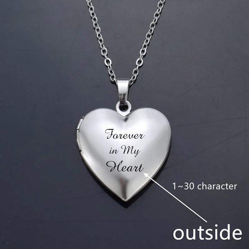 Custom Letters Heart Locket Necklace Personalized Name Stainless Steel Engraved Pendant Valentine's Day Father's Day Gifts