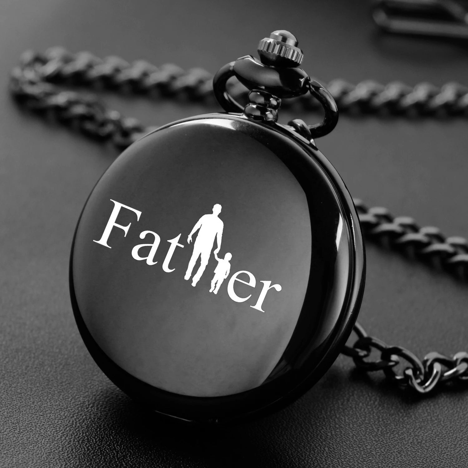 Customize With Your Text carving english alphabet face pocket watch a belt chain Black quartz watch father's day gift