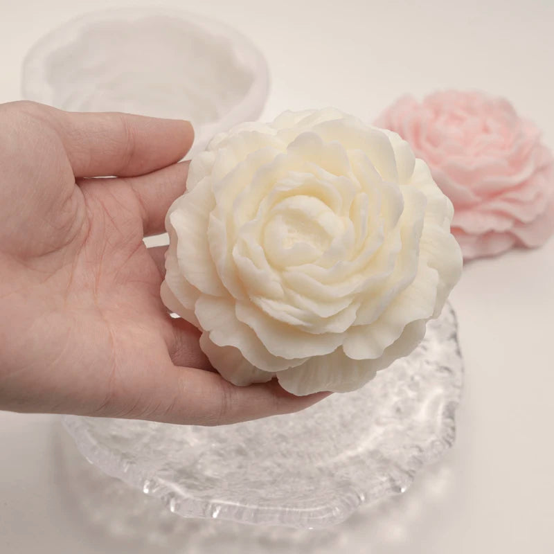 3D Peony Candle Silicone Mould DIY Carve Flower Soap Resin Plaster Mold Ice Chocolate Baking Tool Desk Decor Mother's Day Gifts