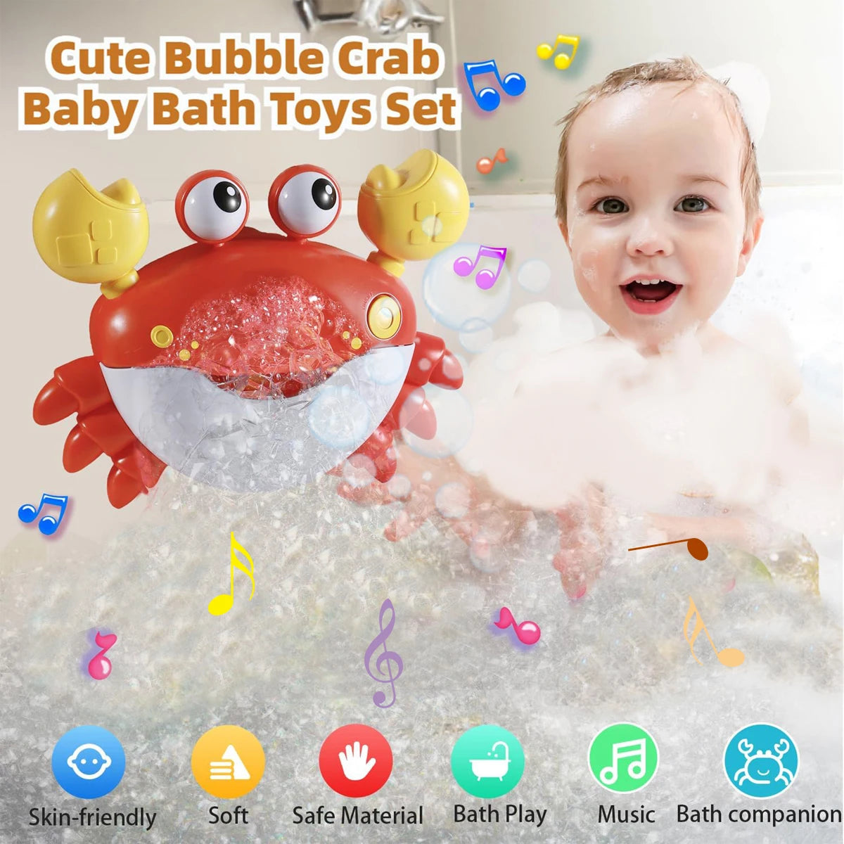 Bubble Crabs Music Baby Bath Toys Kids Pool Swimming Bathtub Soap Machine Automatic Bubble Funny Crabs Bath Music Bubble