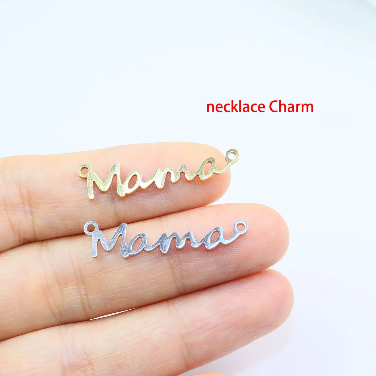 10pcs Wholesale Stainless Steel Mirro PolishAnti-allergy Mother's Day Mama Gift Charms Connector DIY Necklace Bracelets Unfading