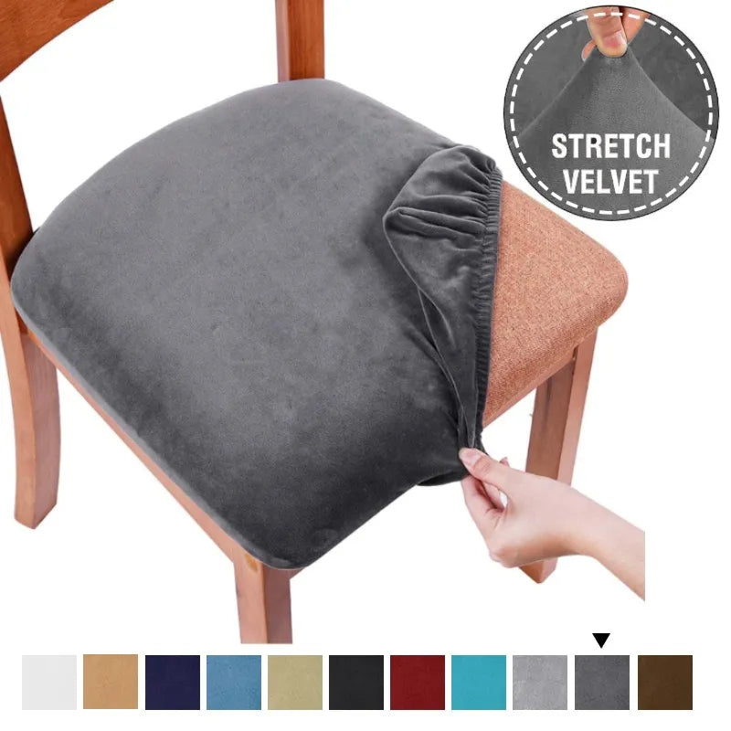 1PC Velvet Chair Cushion Cover for Living Room Chair Seat Cover Nonslip Chairs Protector Slipcover for Office Kitchen Banquet