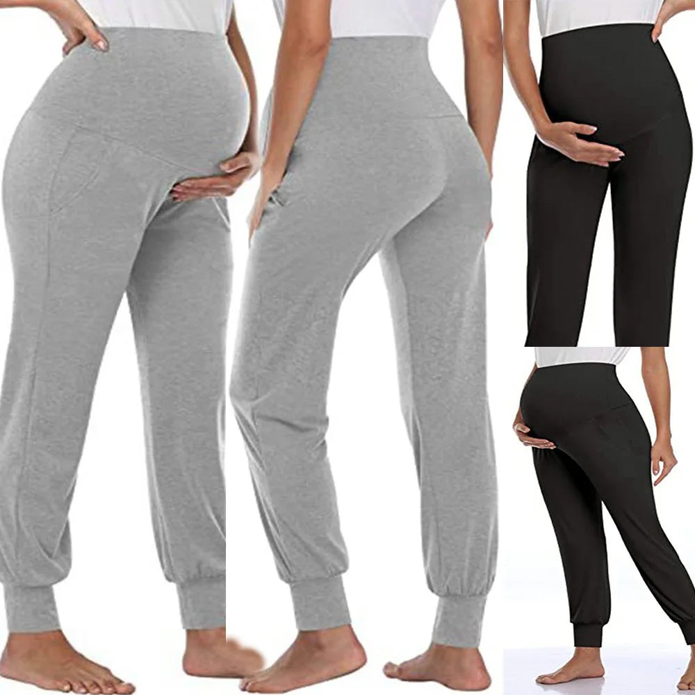 Casual Maternity Pants Solid Long Loose Pants For Pregnant Women Fashion New Active Trousers Stretch Comfy Pregnancy Clothing