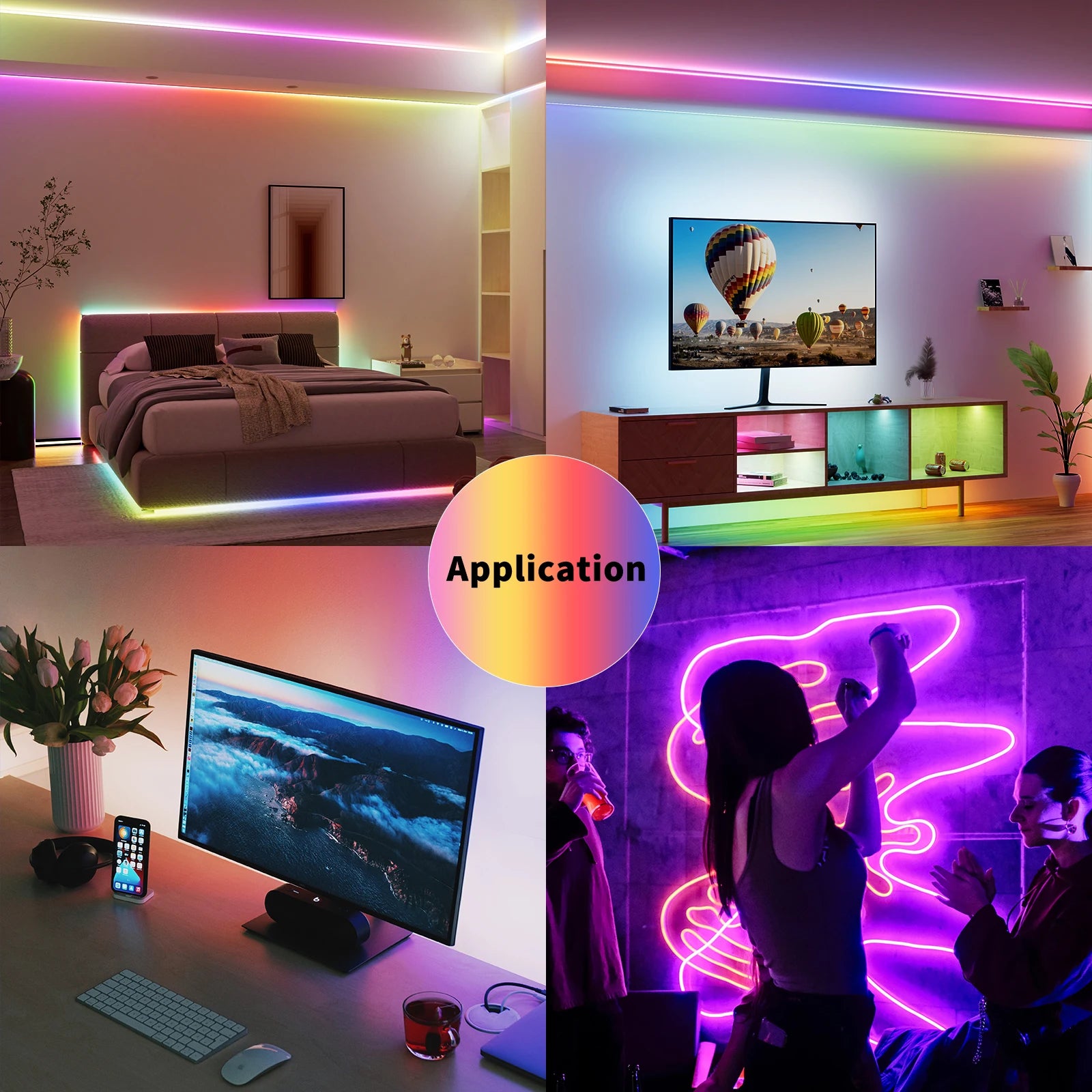 PAUTIX 12V/24V COB RGBIC Pixel Addressable LED Strip Light Kit Smart Wifi Bluetooth App Control Work With Alexa/Google Home