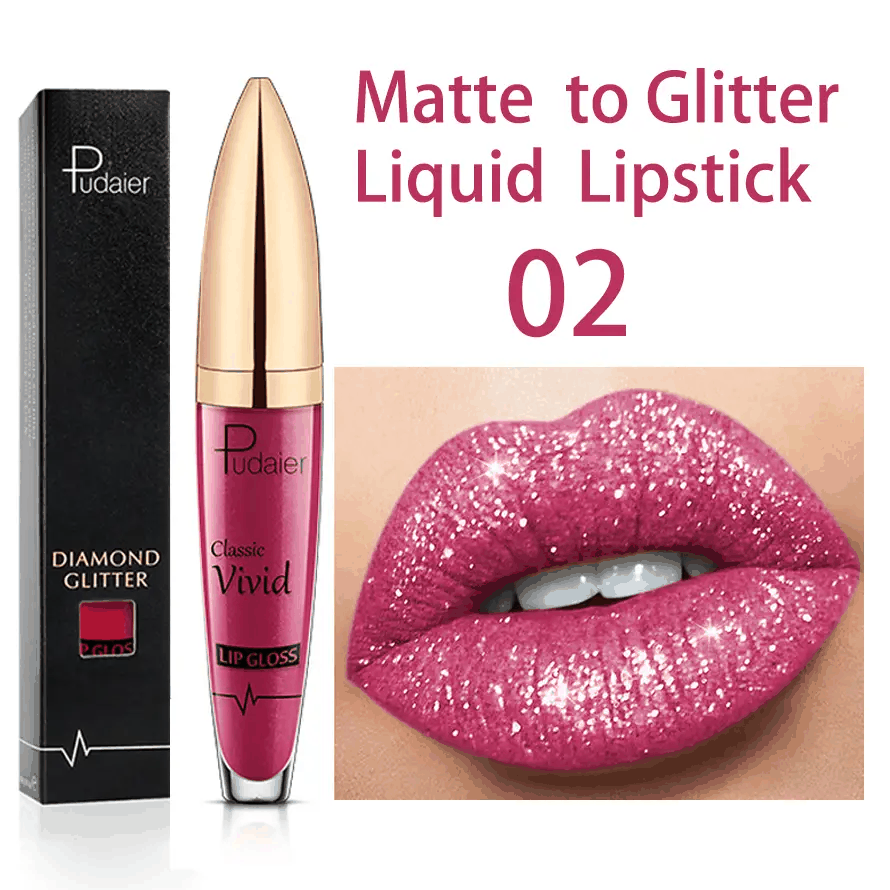 18 Colors Glitter Lip Gloss Waterproof Long Lasting Diamond Matte To Shimmer Metallic Liquid Lipstick Women Lips Makeup Cosmetic - RY MARKET PLACE