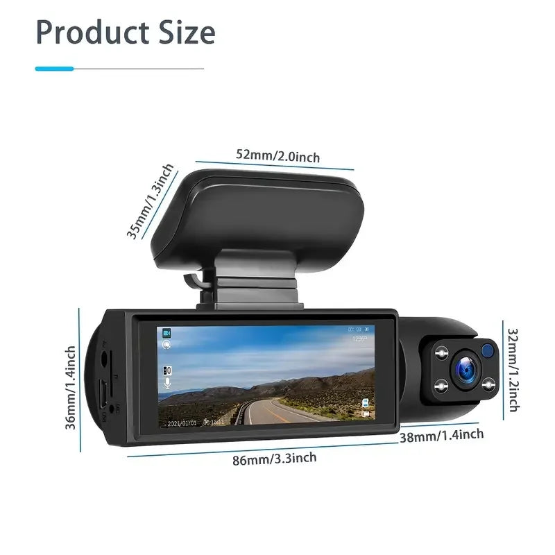 Car DVR Wide-angle 2-record High-definition Night Vision 1080P Driving Recorder Suction Cup 2-lens Car Front and inside Video