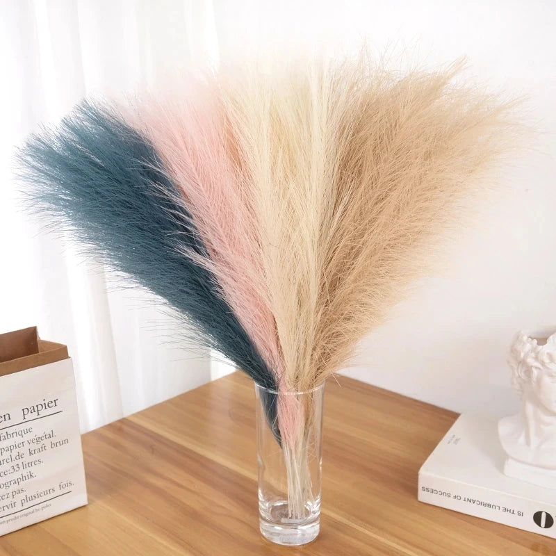 15/30Pcs Artificial Pampas Grass Bouquet Home Living Room Wedding Party Decoration Fake Plant 43cm Dried Flower Reed DIY Vase