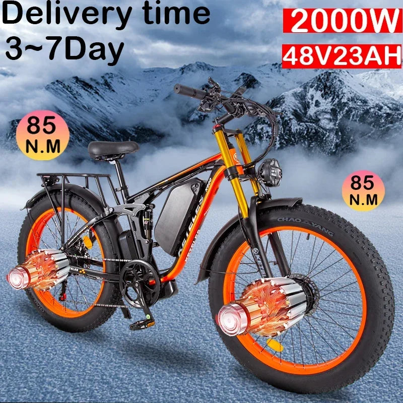 Keteles-K800 Pro 2000W Dual Motor 48V 23AH 26*4.0 Fat Tire Hydraulic Brake Soft Tail Frame Hydraulic Big Front Fork Ebike