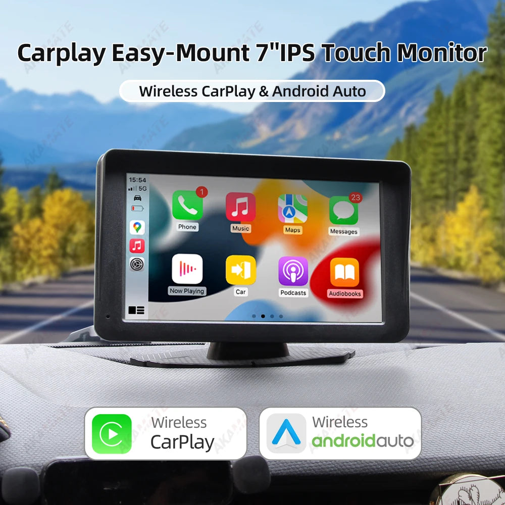 AKAMATE Universal Car Radio Monitor CarPlay Android Auto Multimedia Player Bluetooth WiFi AUX TF Card IPS Screen 7inch 2din