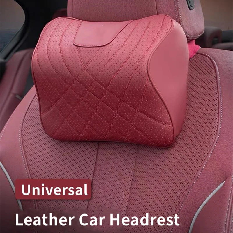 Car Leather Headrest Universal Car Seat Neck Pillow Rest Support Cushion Memory Foam Head Support Rest Protector Car Accessories