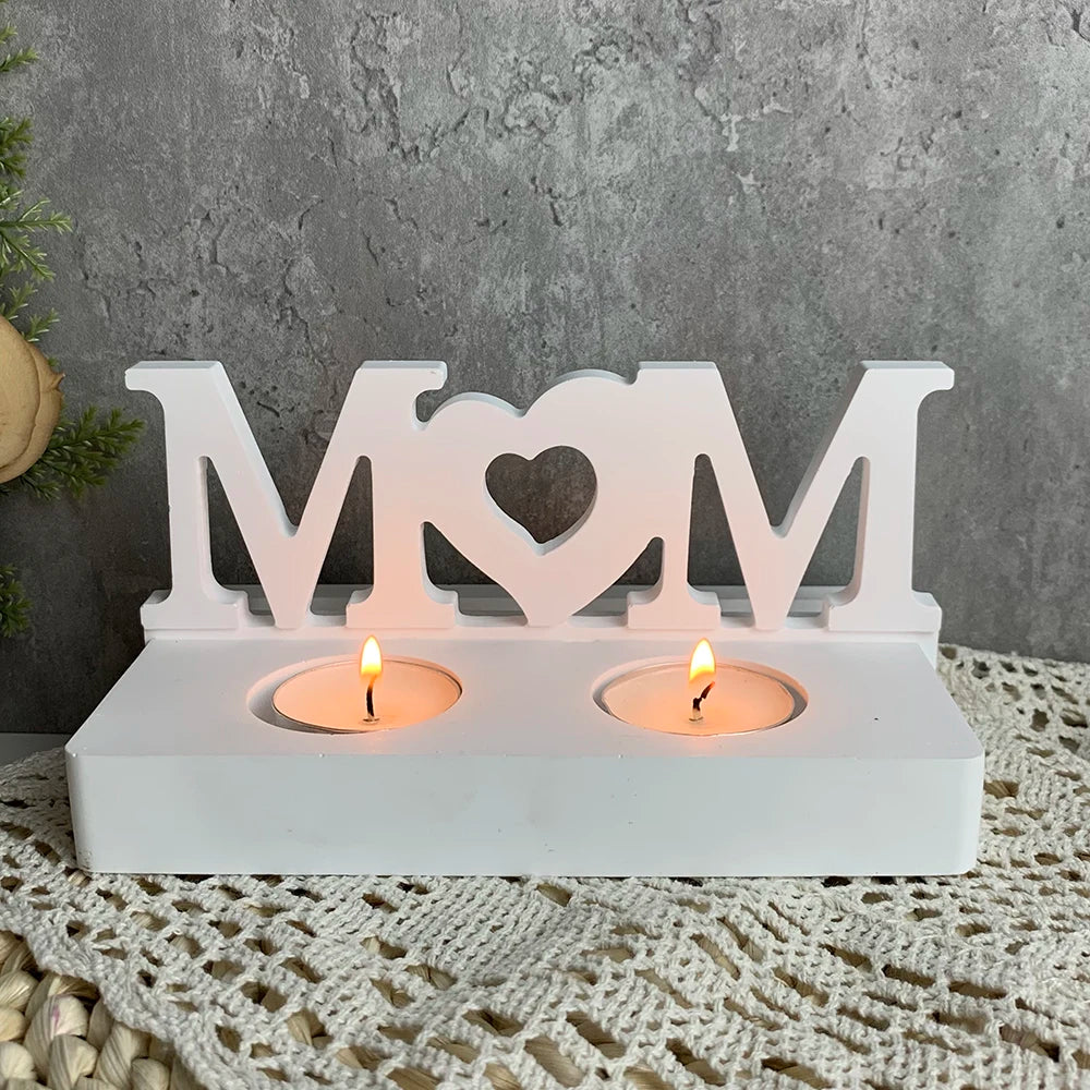 Mother's Day Candle Holder Silicone Mold Letter MOM Candlestick Mould DIY Aromatherapy Cement Gypsum Ornaments Decoration Mould