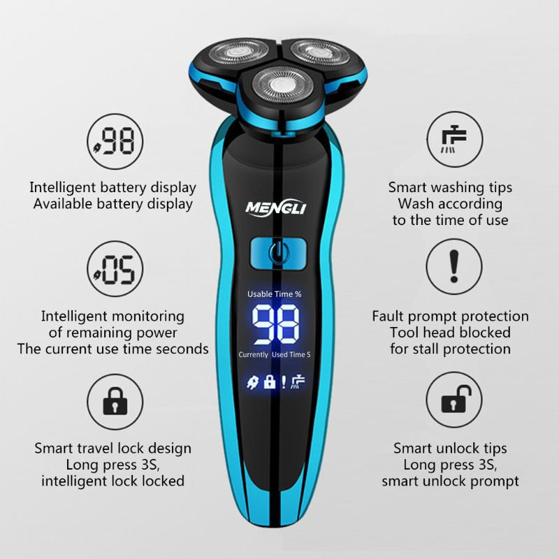 Electric Razor Electric Shaver Hair Cutting Shaving Machine for Men Clipper Beard Trimmer  Rotary Shaver 100% Water Proof - RY MARKET PLACE