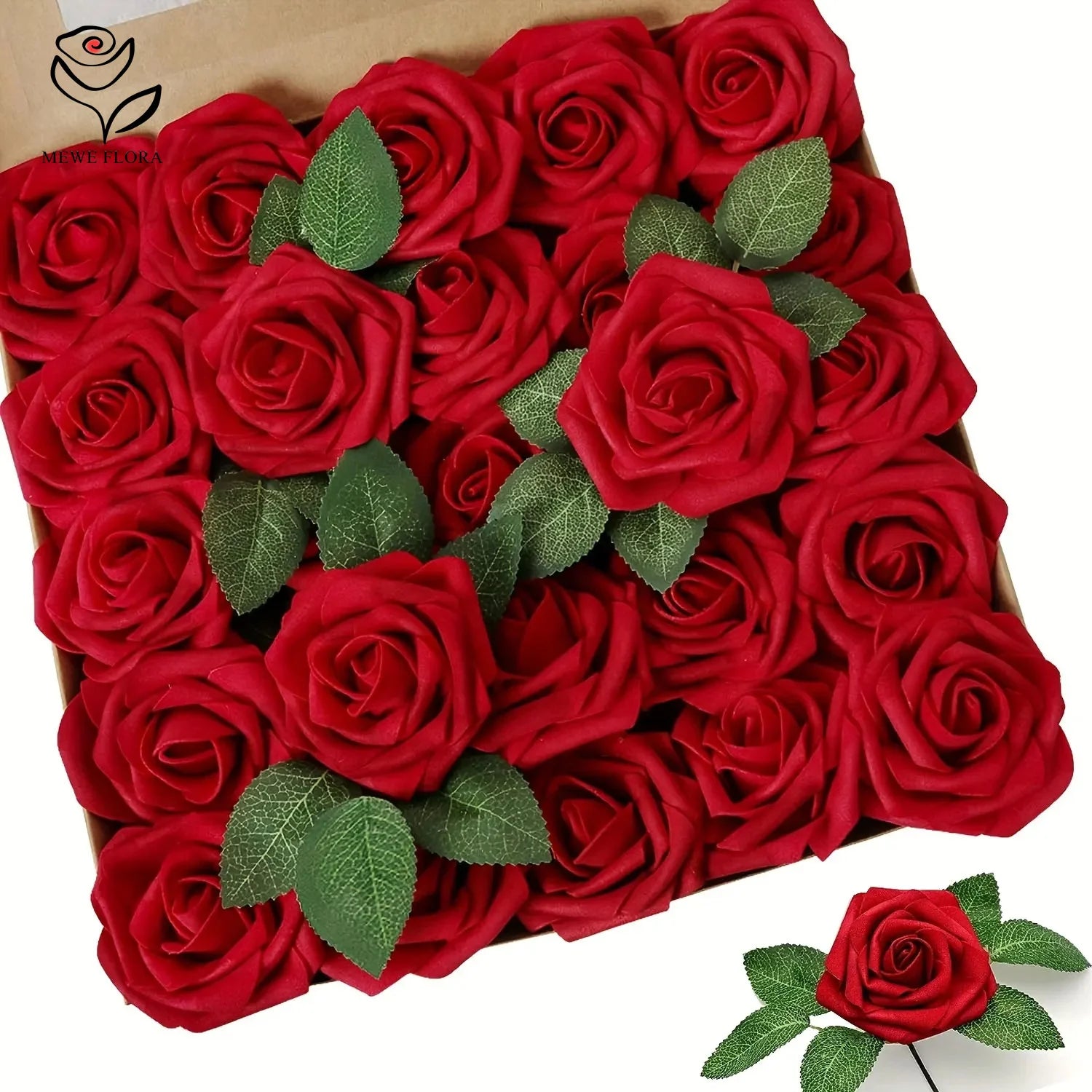 25/30pcs Rose Artificial Flowers Foam Fake Flower Wedding Bridal Decoration Valentines Gift Simulation Roses Home Vase Decor