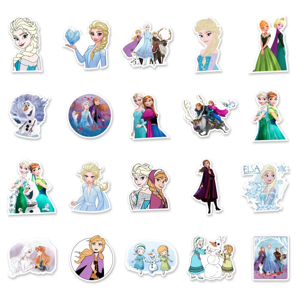 10/30/50pcs Disney Movie Frozen Stickers Princess Anna Elsa Kristoff Olaf Cartoon Decoration Sticker for Kids Toys Cute Decals