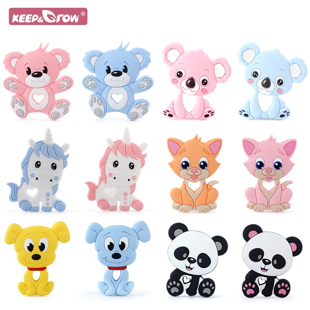 Baby Silicone Teethers Teething Toy Chew BPA Free Food Grade for Baby Pacifier Chain Clips Beads Necklaces Pendant Rodent Animal