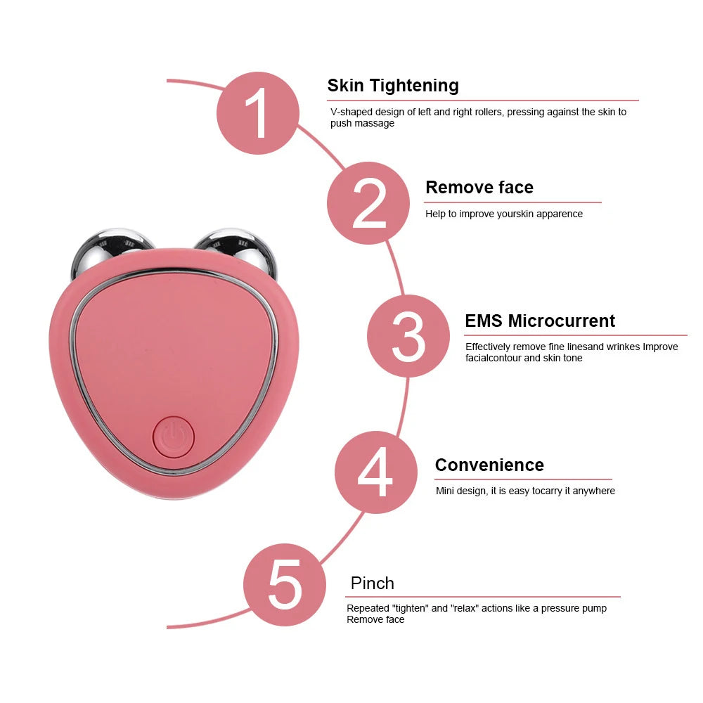 EMS Face Lifting Machine Facial Massager Microcurrent Roller Skin Tightening Rejuvenation Beauty Charging Facial Anti Wrinkle