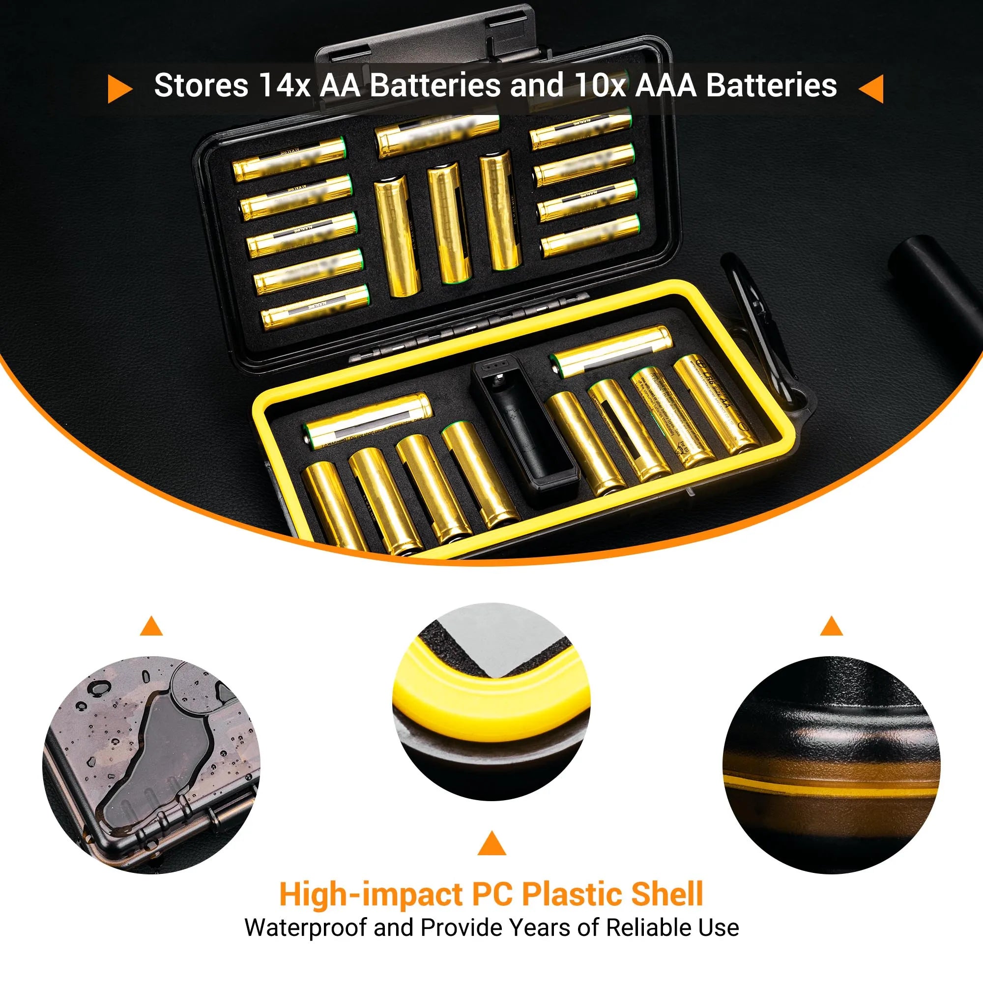 Portable AA AAA 18650 Battery Storage Organizer Holder Durable Hard Case for AA AAA 18650 Battery Container with Battery Checker