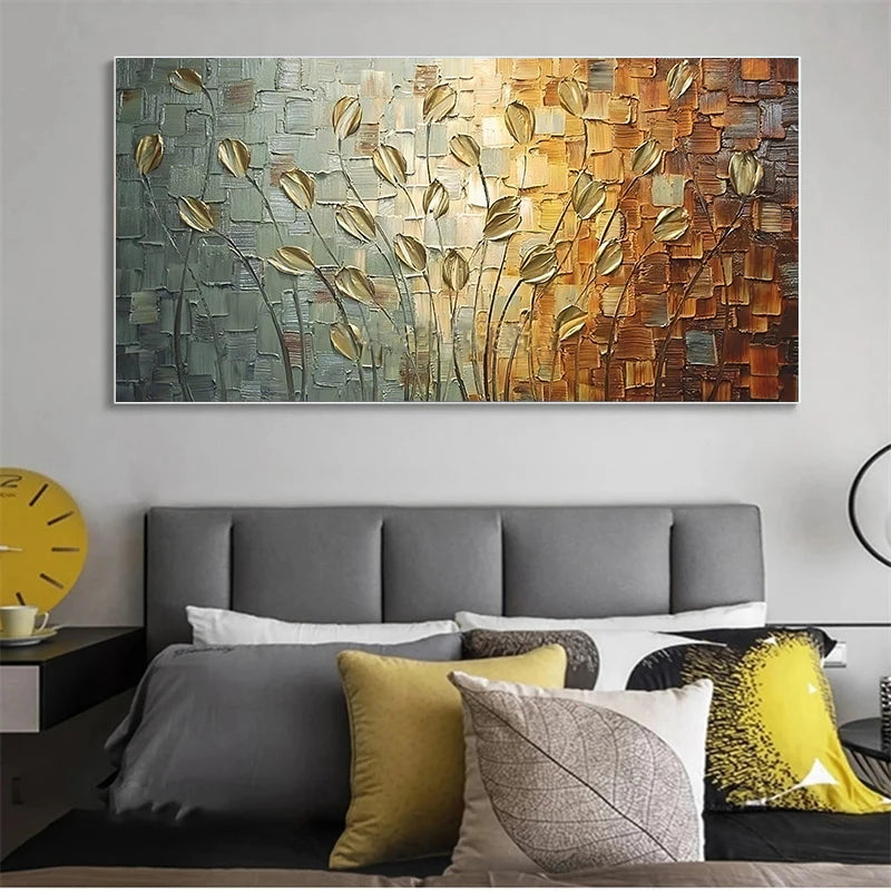 Abstract Leaves Flowers Oil Painting Canvas Wall Art Posters Prints Nordic Art Wall Pictures for Living Room Home Cuadros