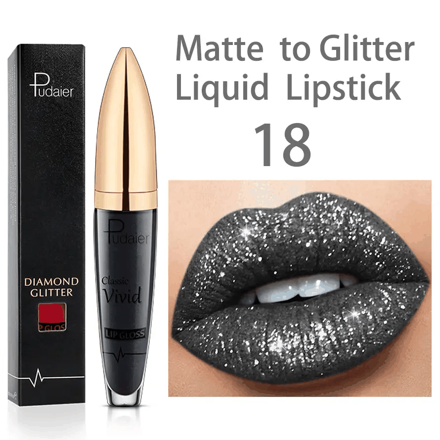 18 Colors Glitter Lip Gloss Waterproof Long Lasting Diamond Matte To Shimmer Metallic Liquid Lipstick Women Lips Makeup Cosmetic - RY MARKET PLACE