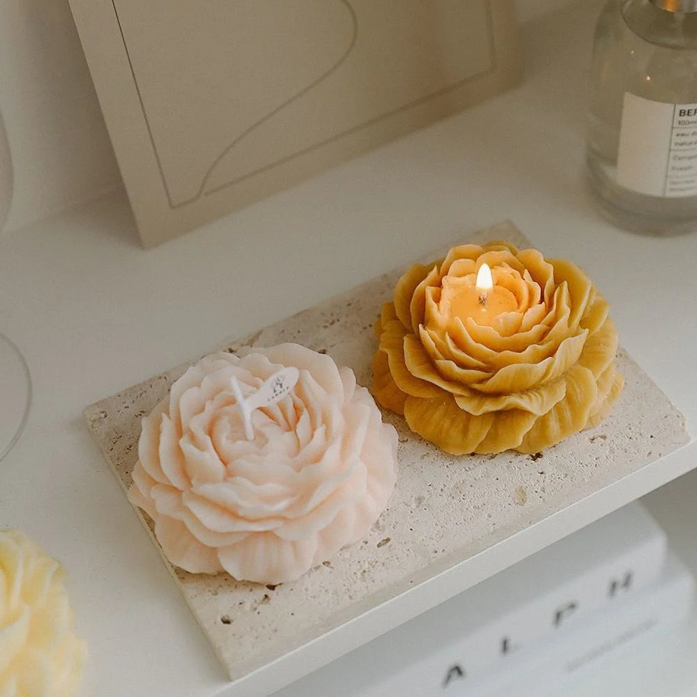 Peony Flower Shape Scented Aromatic Candles Paraffin Wax Aromatic Candle Wedding Gift Party Home Decoration Cute Candles