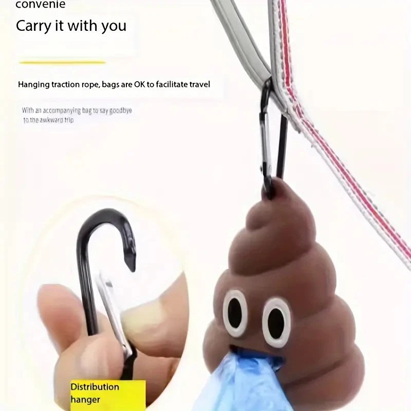 creative poop shaped pet poop waste bag dispenser portable pet bin bag holder with clip pet dog leash outdoor walking and travel