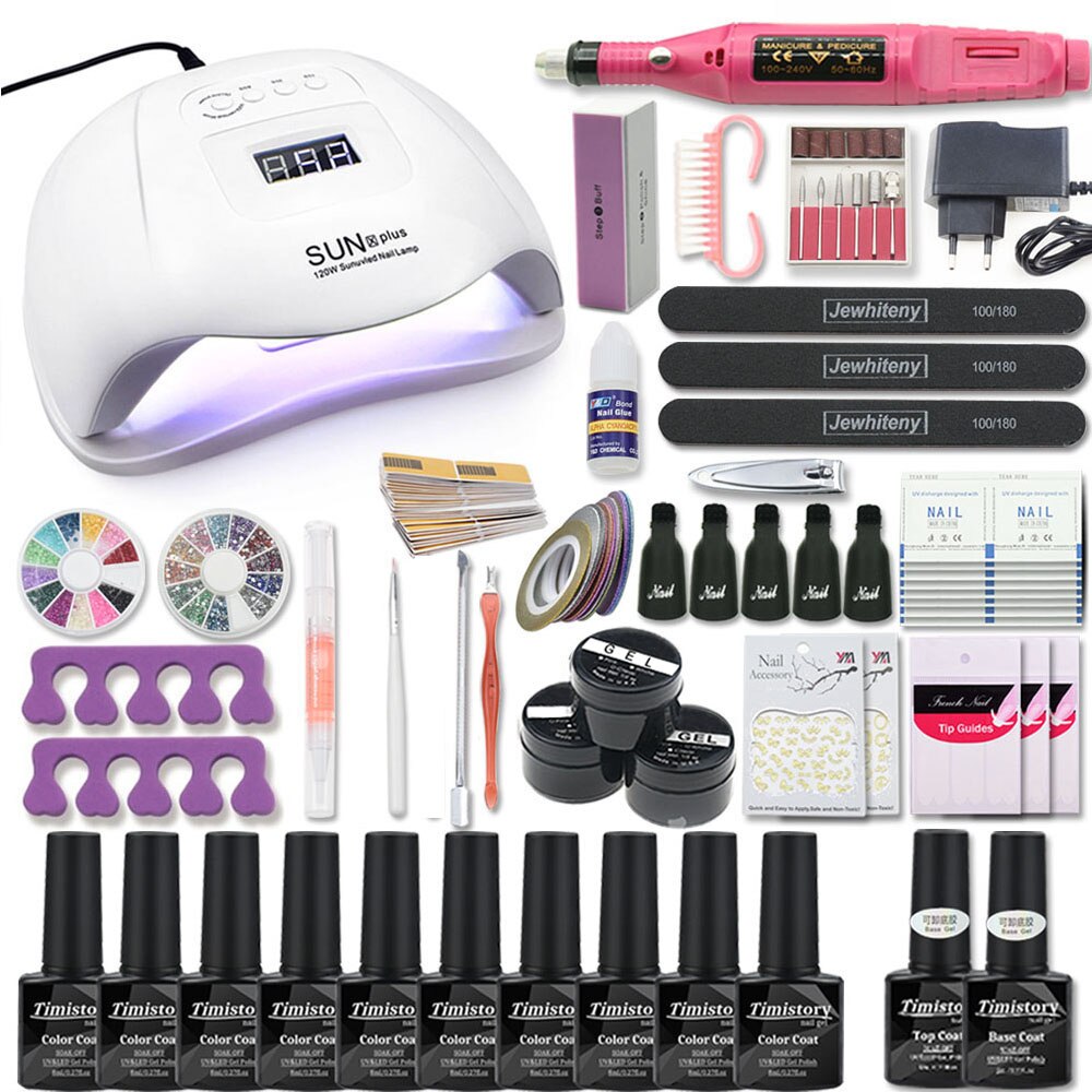 Manicure Set for Nail set 120/80/54W UV LED LAMP Gel nail polish Set Kit Electric Nail Drill Manicure Sets Nail Art Tools - RY MARKET PLACE