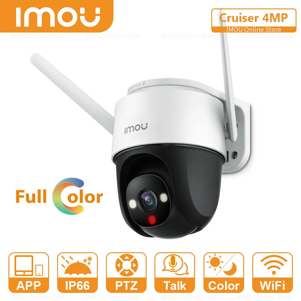 Night Vision Camera IMOU Cruiser 4MP PTZ Outdoor IP Camera Full-Color Night Vision Built-in Wifi AI Human Detection Weatherproof Two-Way Talk 8xdigi