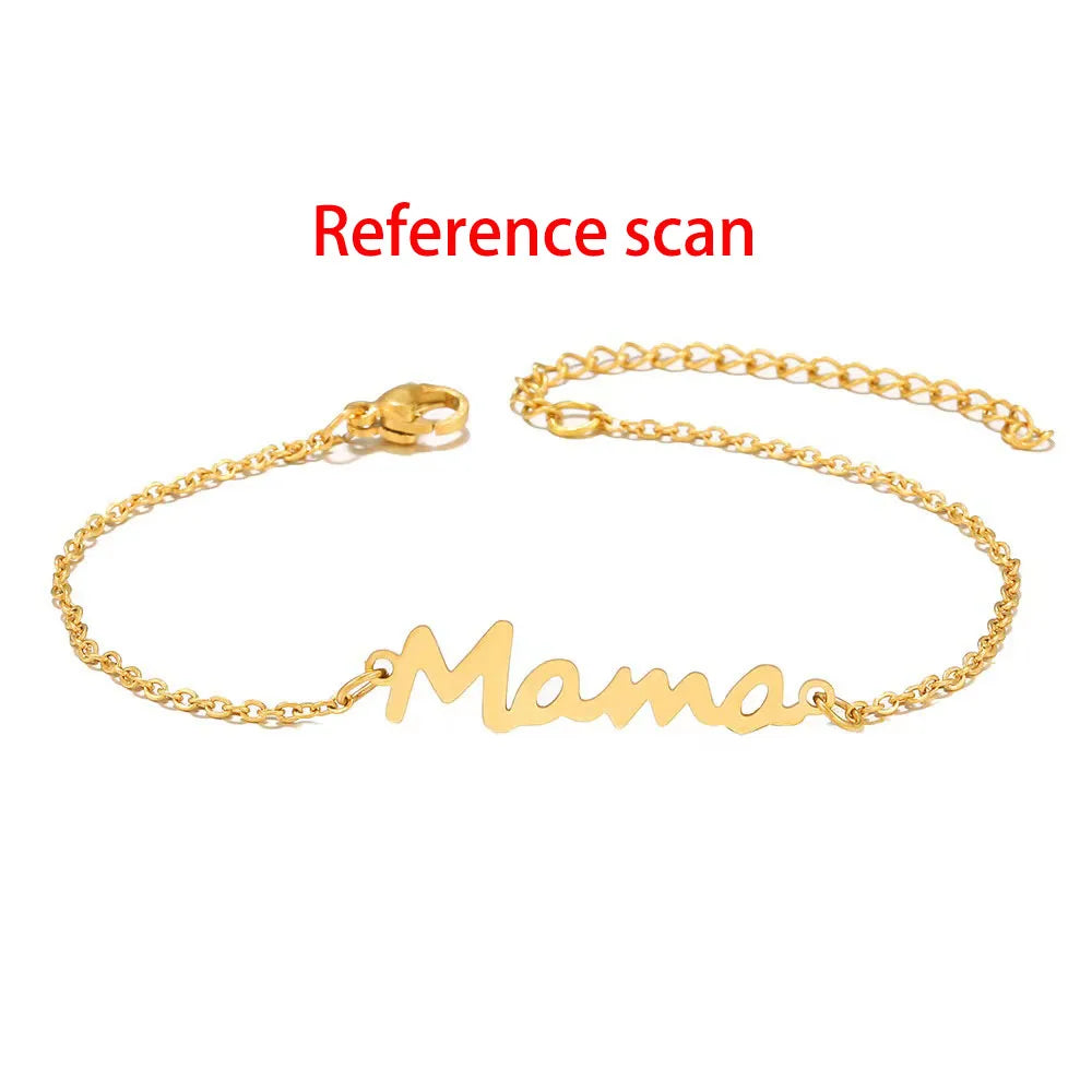 10pcs Wholesale Stainless Steel Mirro PolishAnti-allergy Mother's Day Mama Gift Charms Connector DIY Necklace Bracelets Unfading