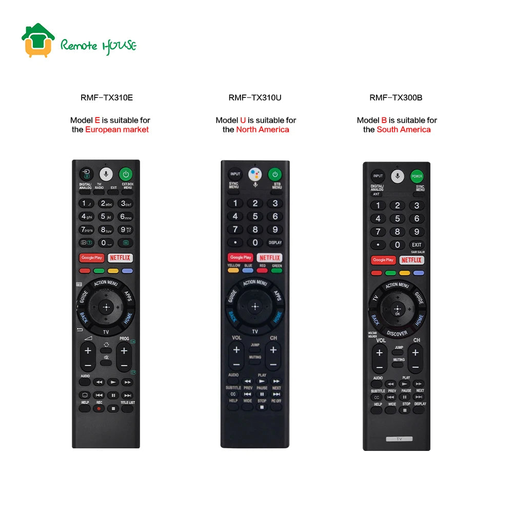RMF-TX310E Voice Remote Control Compatible with Sony 4K Ultra HD Smart LED TV XBR-43X800E KDL-50W850C RMF-TX310U RMF-TX300E