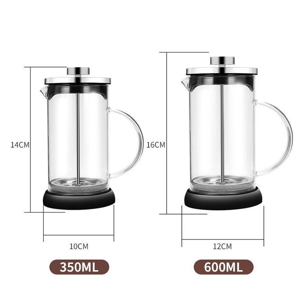 French Press Coffee Pots Stainless Steel Glass Coffee Maker Multifunctional Hand Punch Pot Coffee Accessories 350-1000ml