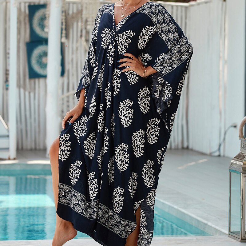 New Cover-up Over size Print Bohemian Maxi Dress Summer Swimsuit Cover Up 2023 Robe De Plage Pareos Long Dress BeachwearTunic - RY MARKET PLACE