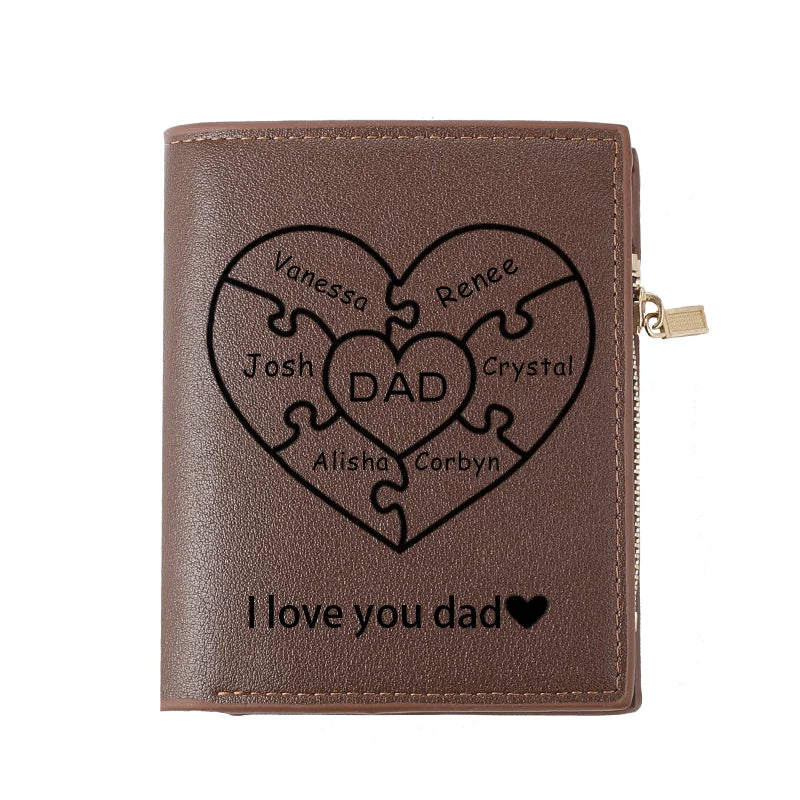 No LOGO Wallet Customized Picture Engraving Text Wallet Custom Men's Short PU Leather Engraved Photo Wallet Father's Day Gift