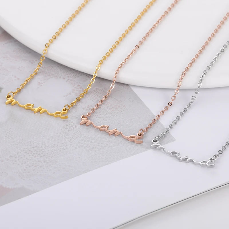Mother's Day small Letter mama Pendant Necklace For Women 3 Colors Mom Nameplate Clavicle Chain Choker Jewelry Initials Gifts