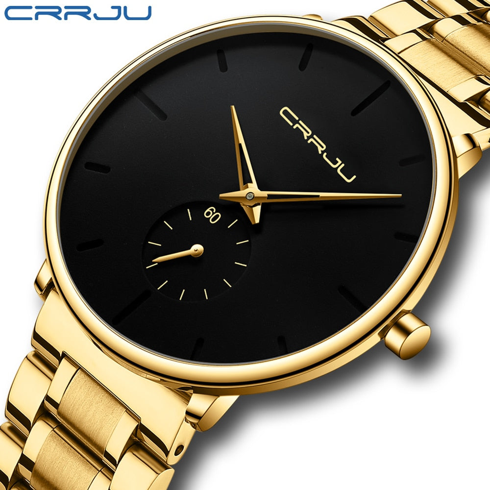 CRRJU Mens Watches Stainless Steel Men's Wrist Watch Casual Luxury Waterproof Sport Watch for Men Quartz Watch Relogio Masculino - RY MARKET PLACE