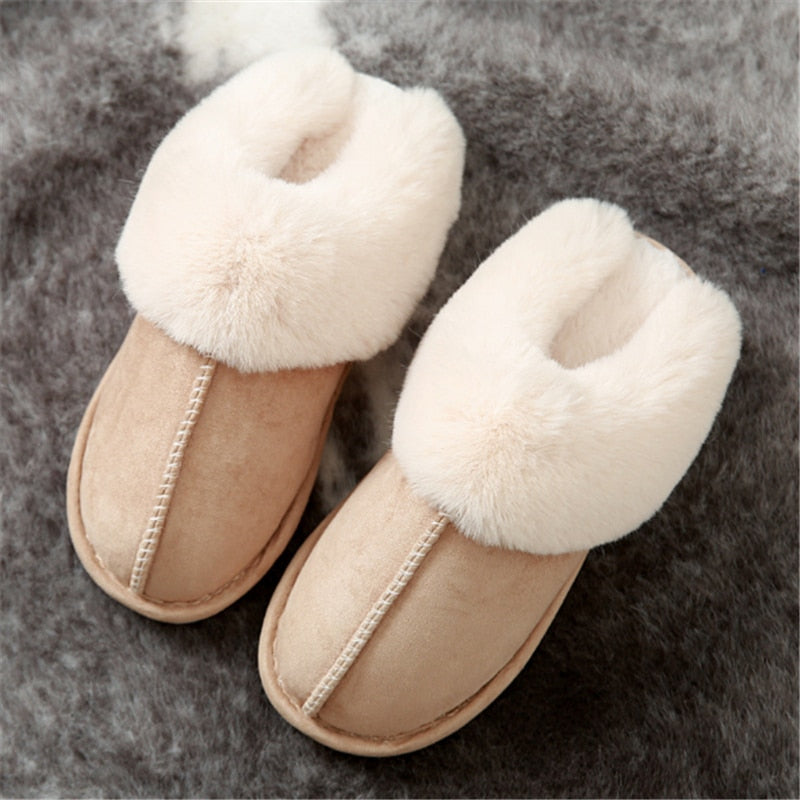 JIANBUDAN Plush warm Home flat slippers Lightweight soft comfortable winter slippers Women's cotton shoes Indoor plush slippers - RY MARKET PLACE